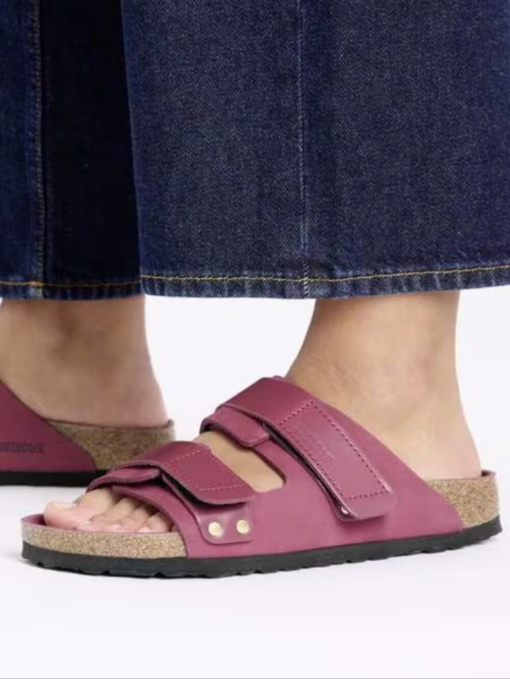 Birkenstock Uji High-shine Berry Crush Leather Sandals Size 42 / US 11
